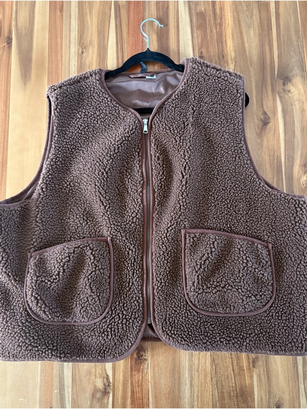 H&M Chocolate Brown Sherpa Zip Vest